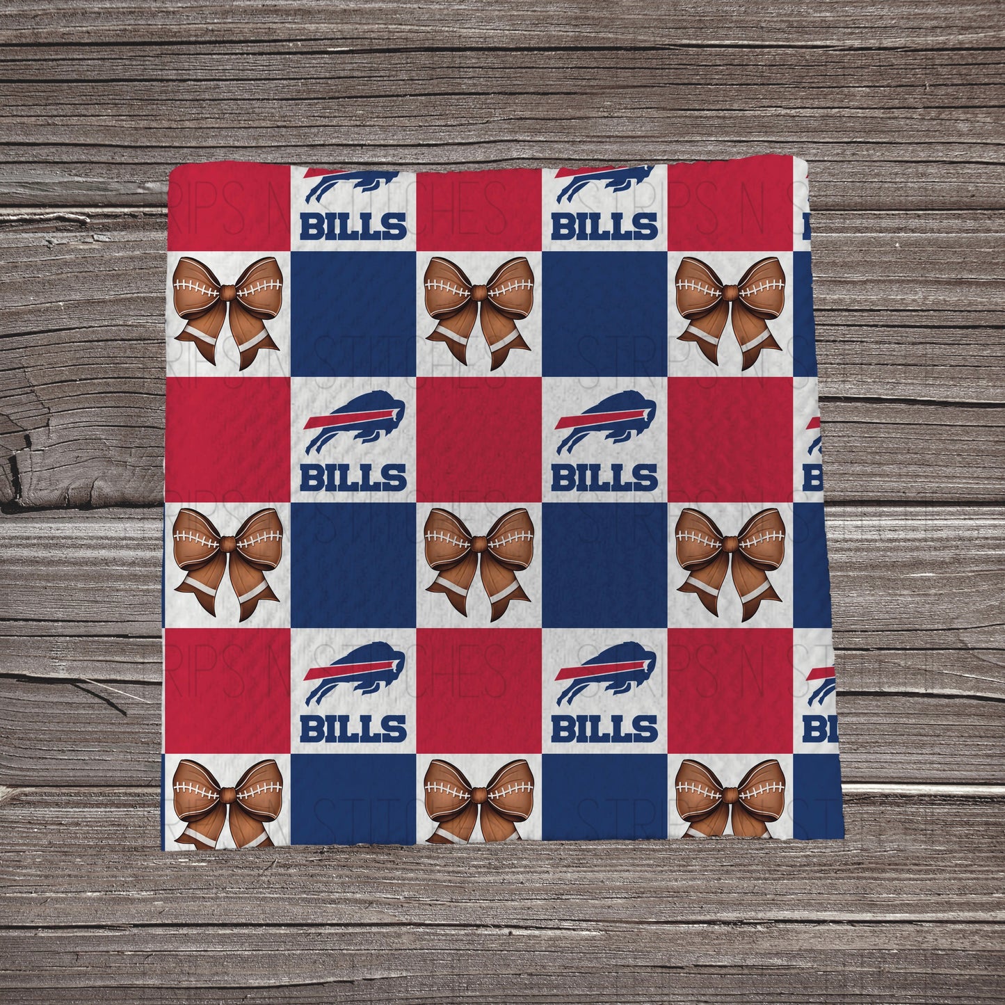 Checkered Pro Football & Bows *EXCLUSIVE* | All 32 Teams Available | Fabric Strip- Bow Making