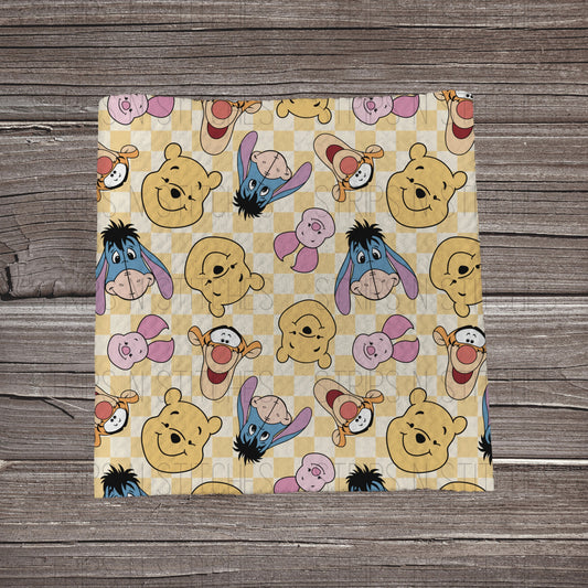 Checkered Bear Friends Faces | Bullet Fabric Strip | Bow Making | Scrunchie |