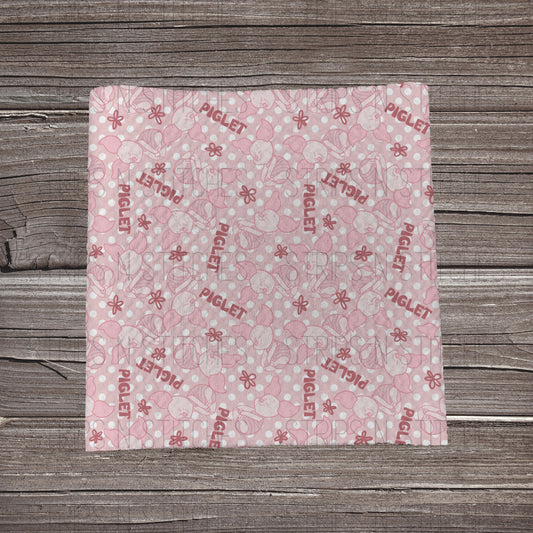 Pink Pig Text | Fabric Strip- Bow Making- Headwrap- Scrunchies