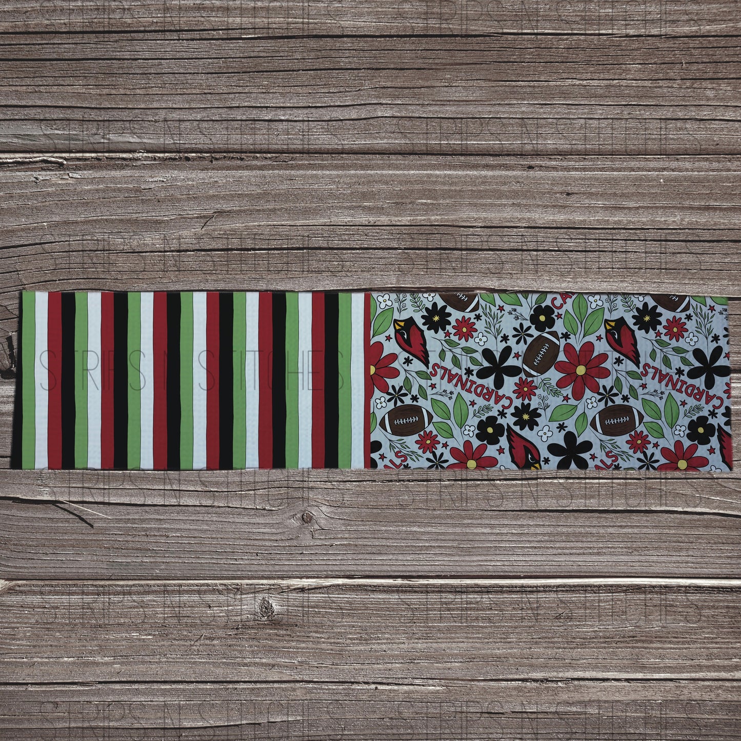 2024 Football - HALF & HALF LIGHT FLORAL | All 32 Teams Available | Fabric Strip | Bow Making | Scrunchies | Headwraps