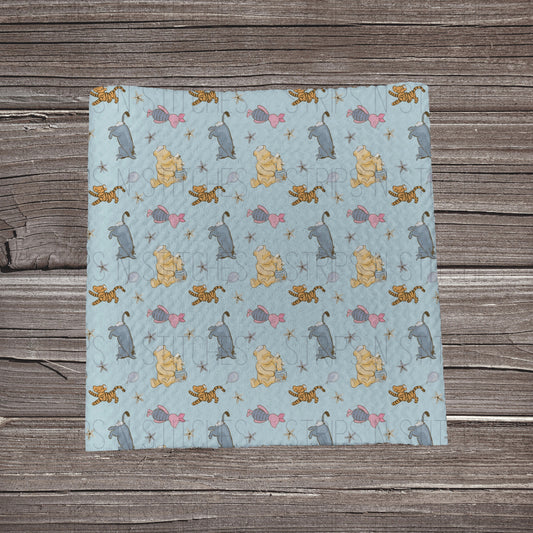 Blue Scatter Bear & Friends | Fabric Strip- Bow Making- Headwraps- Scrunchiesh