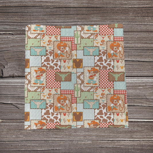 Cowboy MM Patchwork | Fabric Strip- Bow Making- Headwrap- Scrunchies