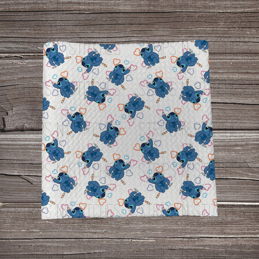 Scatter Blue Alien with Hearts | Bullet Fabric Strip | Bow Making | Scrunchie |