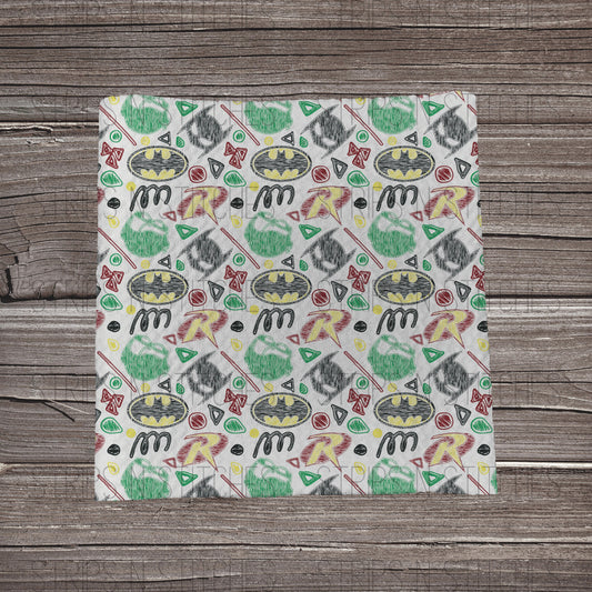 Doodle Manbat - Fabric Strip- Bow Making- Headwrap- Scrunchies