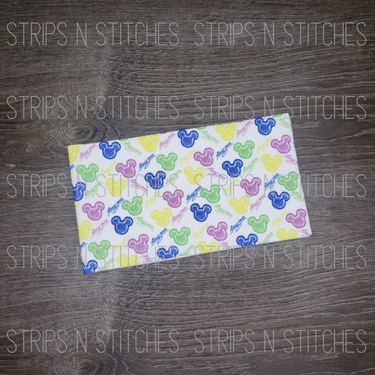 Bright MM Heads with Autographs- Fabric Strip- Bow Making- Headwrap- Scrunchi