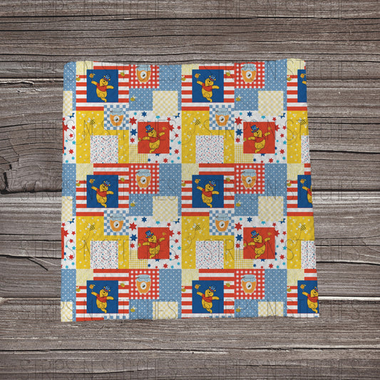 Sweet Bear 4th of July Patchwork | Bullet Fabric Strip | Bow Making | Scrunchie |