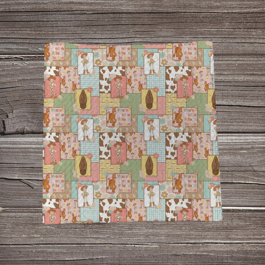 Pastel Muted Toys Patchwork | Fabric Strip- Bow Making- Headwrap- Scrunchies