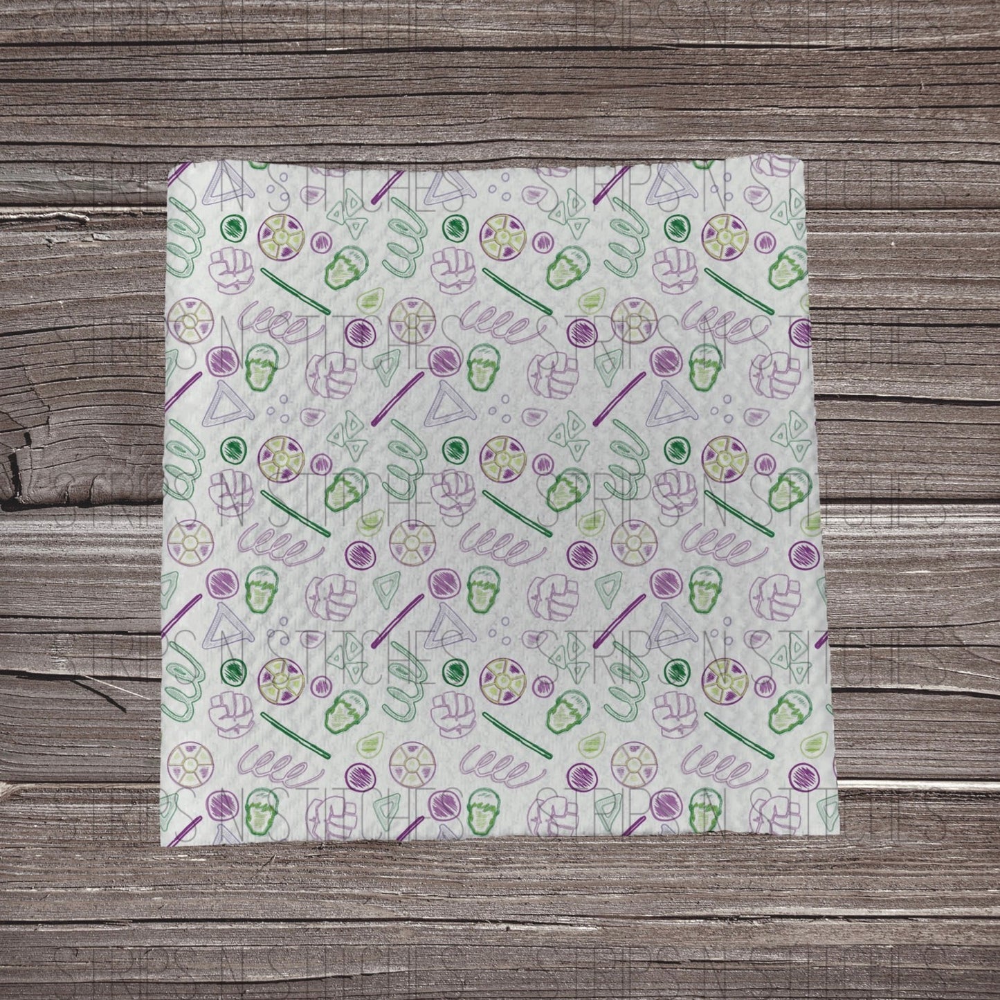 Doodle Strong Man|  Fabric Strip- Bow Making- Headwrap- Scrunchies