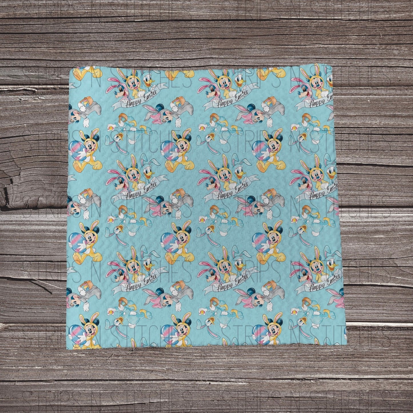 Happy Easter MM Blue |  Fabric Strip- Bow Making- Headwrap- Scrunchies