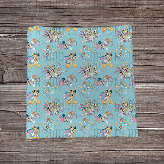 Happy Easter MM Blue |  Fabric Strip- Bow Making- Headwrap- Scrunchies