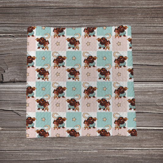 Checkered Scattered Ocean Girl | Fabric Strip | Bow Making | Scrunchie |