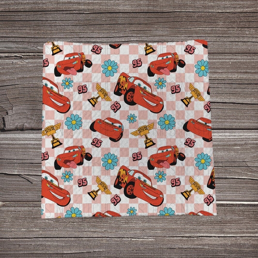 Pink Checkered Vehicle | Fabric Strip- Bow Making- Headwraps- Scrunchies