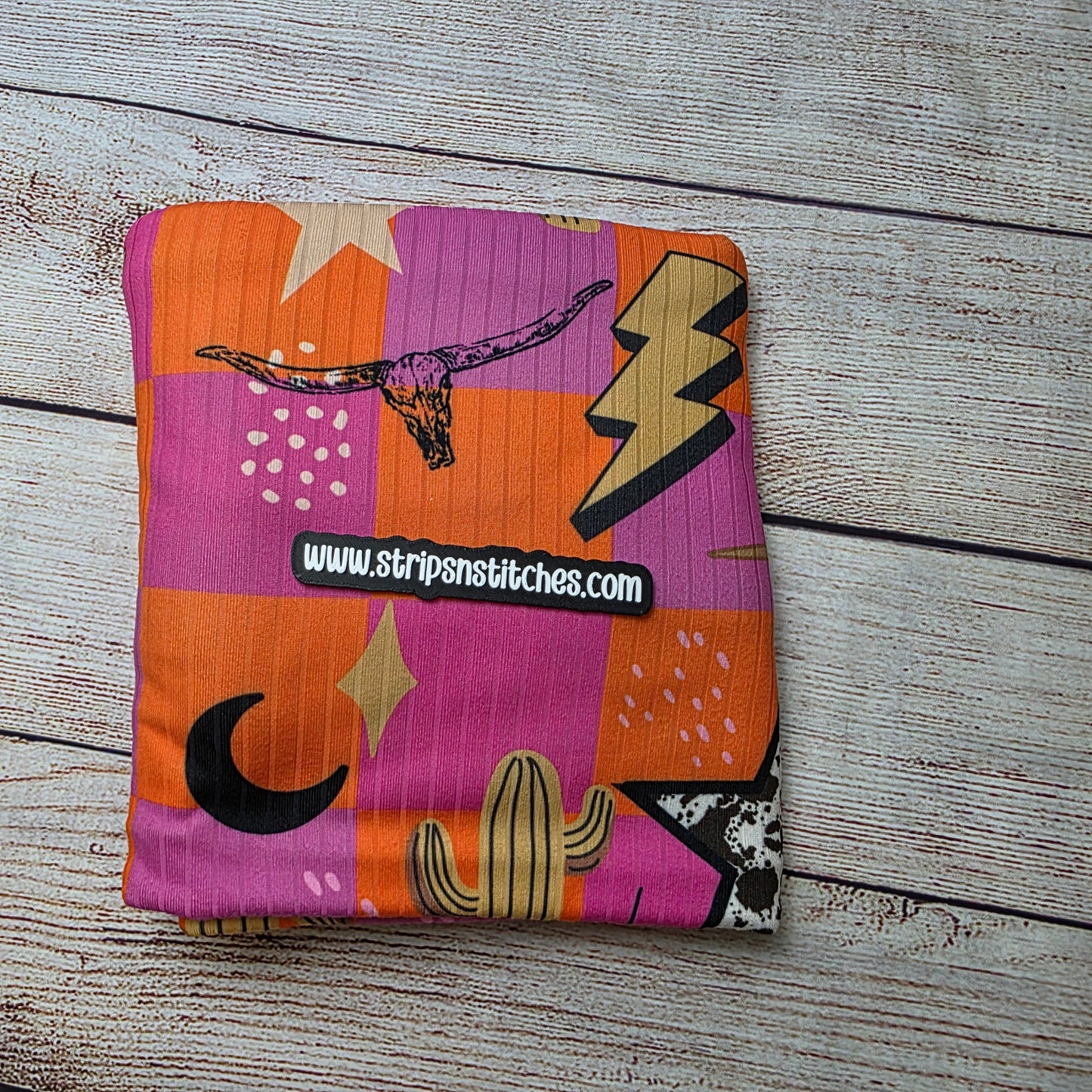 Pink & Orange Western -Just under 2 Yards - Wide Rib