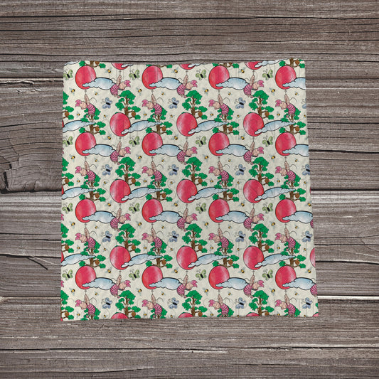 Pink Pig, Trees & Balloon | Fabric Strip- Bow Making |