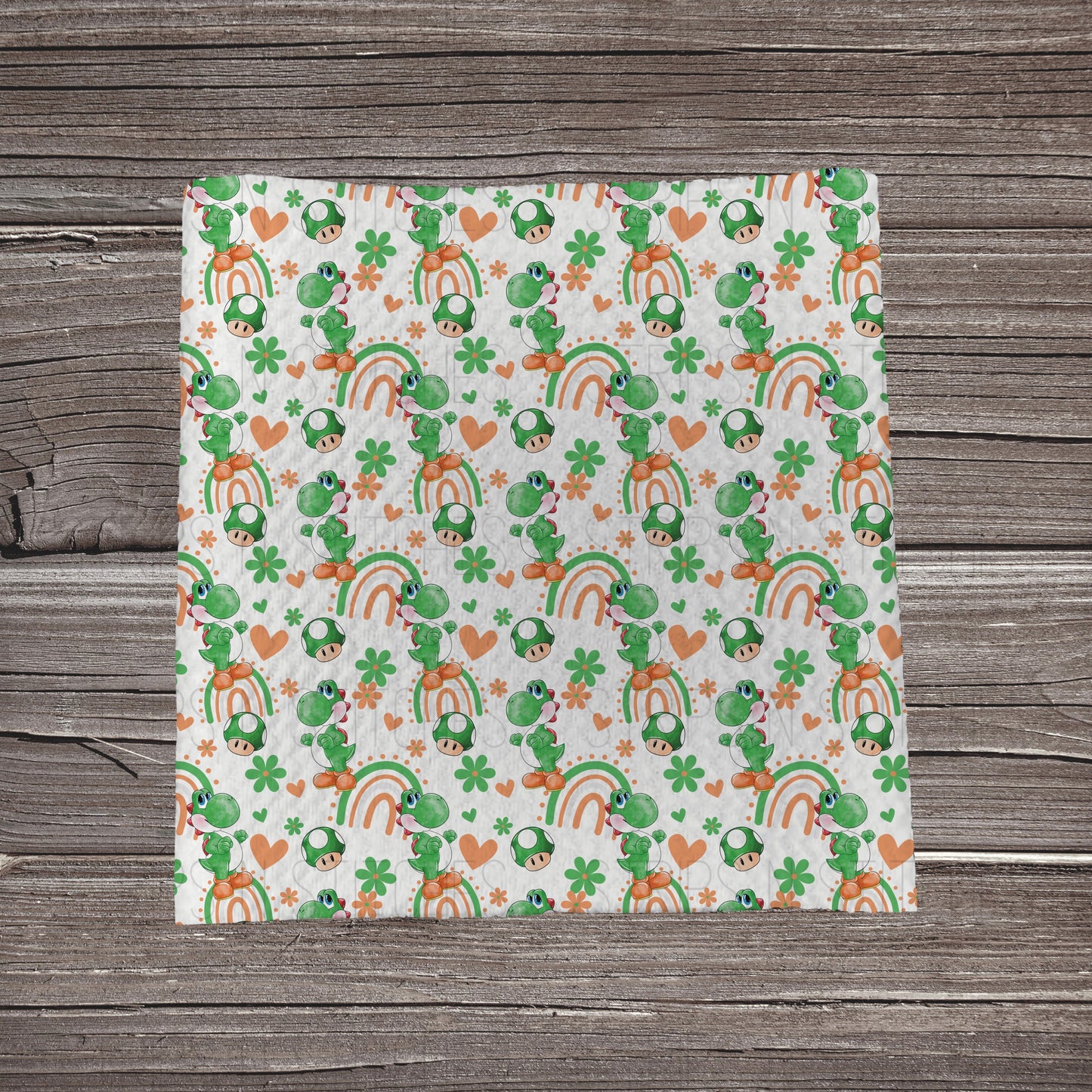 Green Game Dino & Rainbow Scatter |  Fabric Strip- Bow Making- Headwrap- Scrunchie