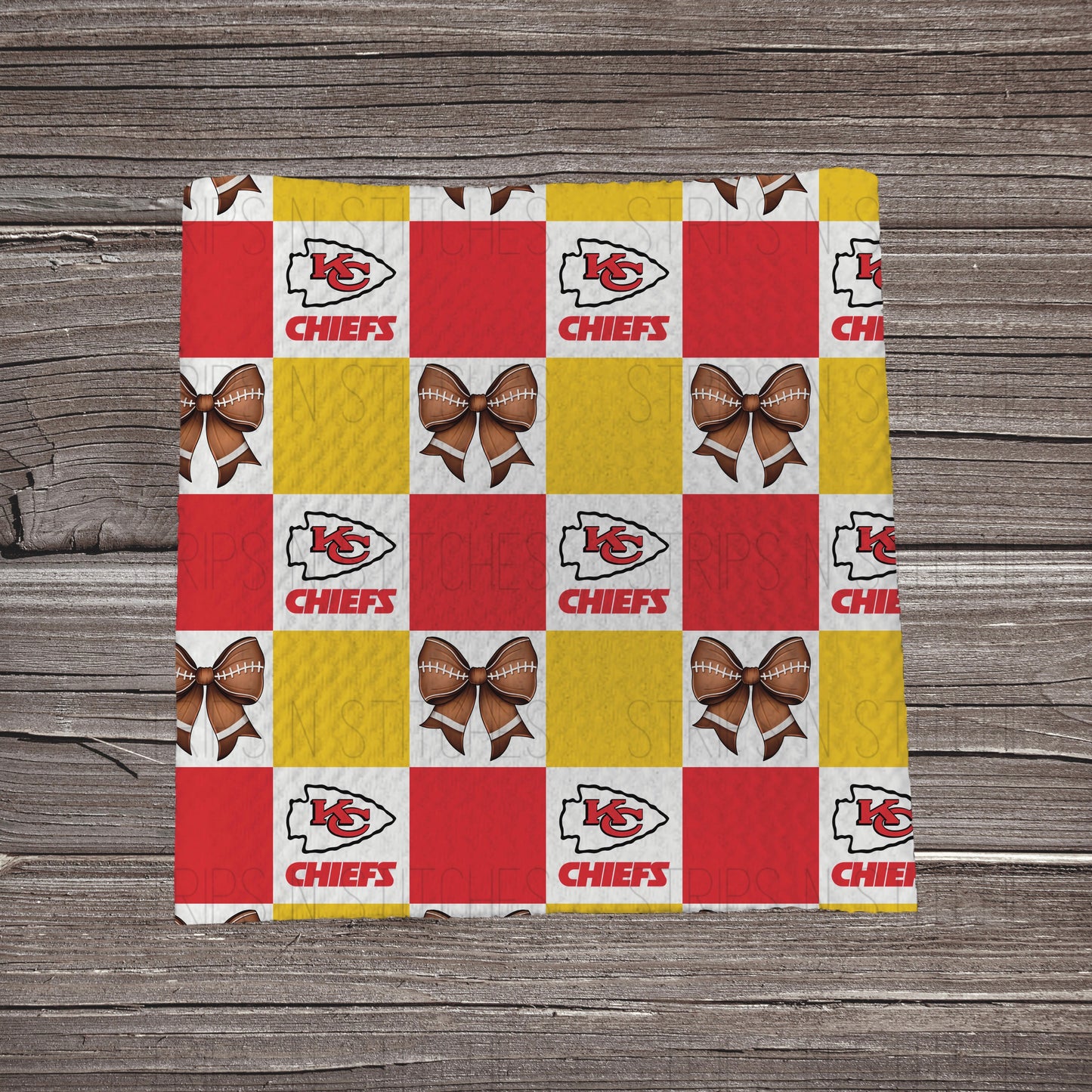 Checkered Pro Football & Bows *EXCLUSIVE* | All 32 Teams Available | Fabric Strip- Bow Making