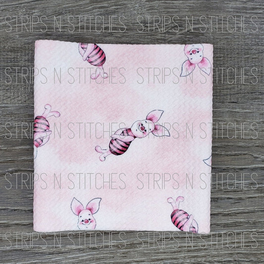Watercolor Pink Pig | Fabric Strip | Bow Making | Scrunchie |