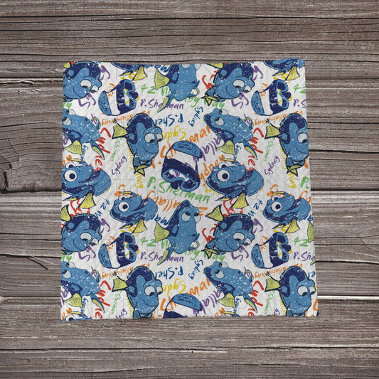 Blue Tang Scatter | Bullet Fabric Strip | Bow Making | Scrunchie | Headwraps