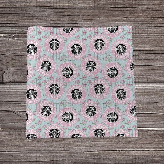 Pink Floral Morning Brew | Fabric Strip- Bow Making- Headwrap- Scrunchies