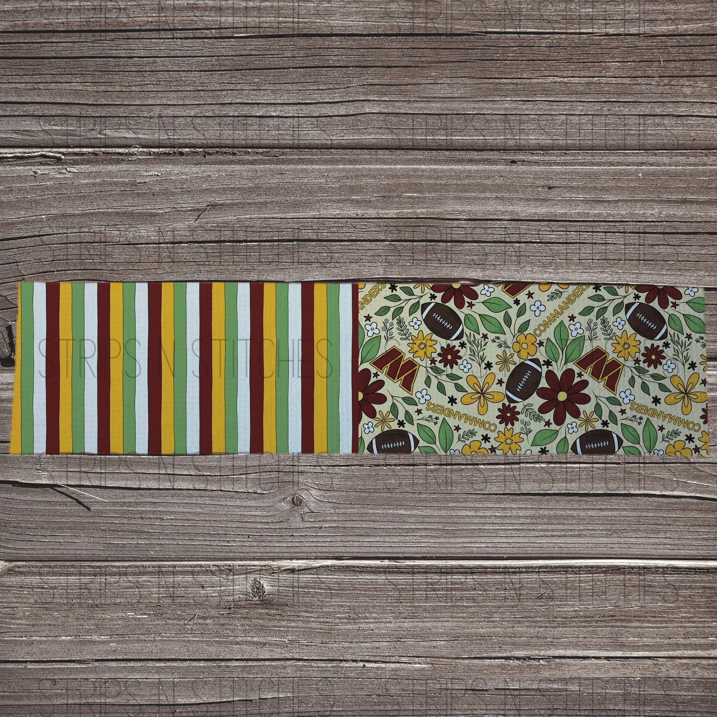 2024 Football - HALF & HALF LIGHT FLORAL | All 32 Teams Available | Fabric Strip | Bow Making | Scrunchies | Headwraps