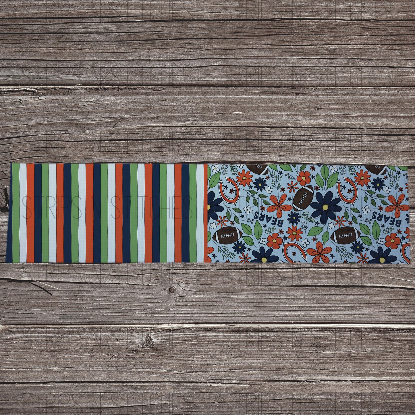 2024 Football - HALF & HALF LIGHT FLORAL | All 32 Teams Available | Fabric Strip | Bow Making | Scrunchies | Headwraps
