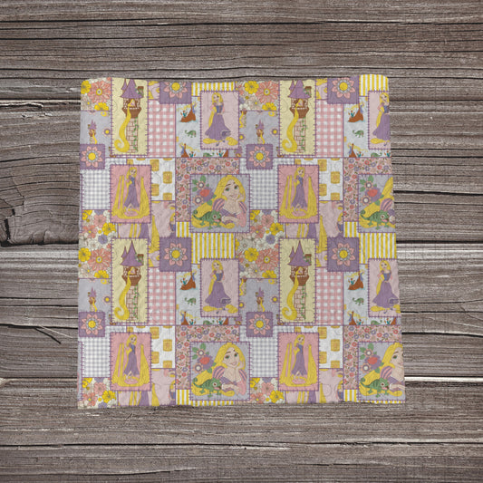 Purple Girl Patchwork | Fabric Strip- Bow Making- Headwrap- Scrunchies