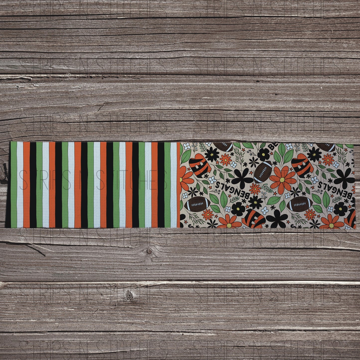 2024 Football - HALF & HALF LIGHT FLORAL | All 32 Teams Available | Fabric Strip | Bow Making | Scrunchies | Headwraps