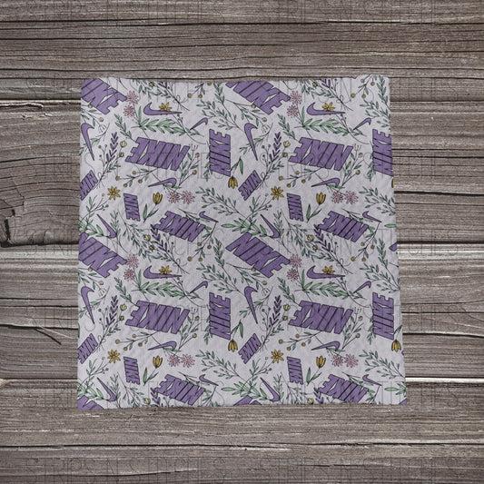 Floral Lavender Curved Check | Bow Making | Headwrap | Scrunchies