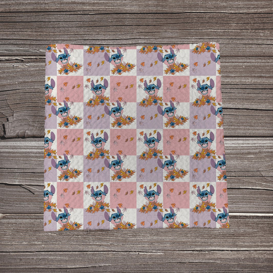 Pink & Purple Checkered Fall Alien | Fabric Strip- Bow Making- Headwraps- Scrunchies