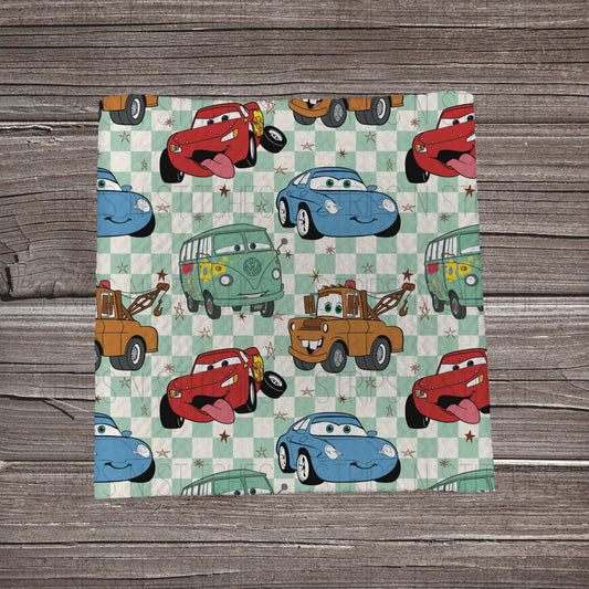 Checkered Cartoon Vehicle | Bullet Fabric Strip | Bow Making | Scrunchie |