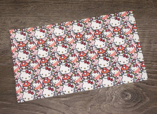 Pink Hi Cat Fabric Strip- Bow Making- Headwrap- Scrunchies