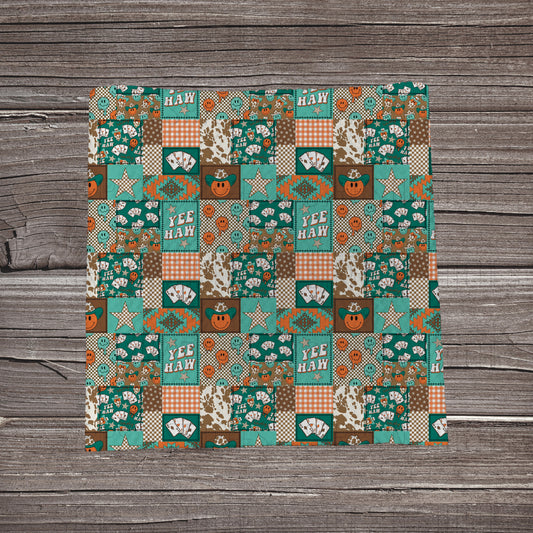 Yeehaw Cowboy Patchwork  | Bullet Fabric Strip | Bow Making | Scrunchie | Headwraps