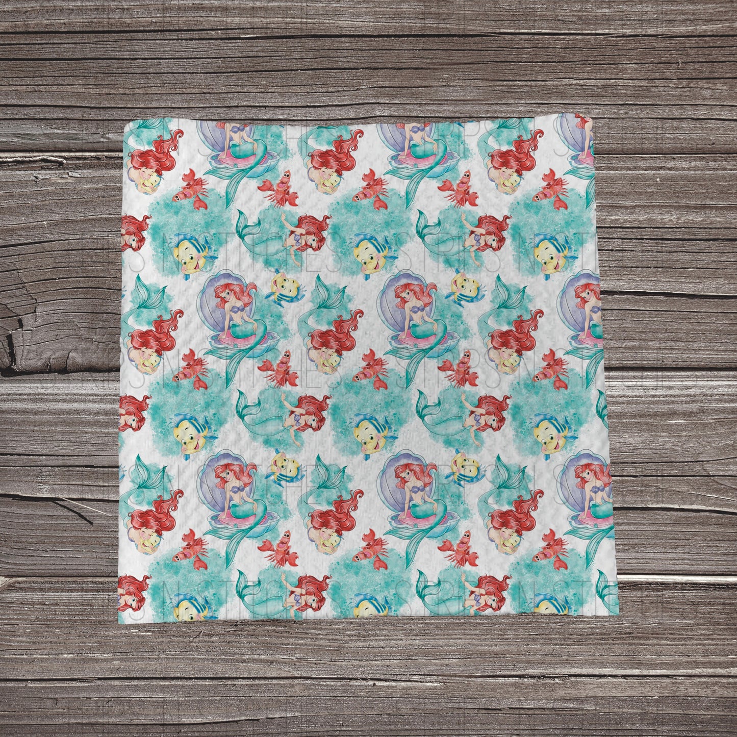 Watercolor Mermaid Girl | Fabric Strip- Bow Making- Headwrap- Scrunchies