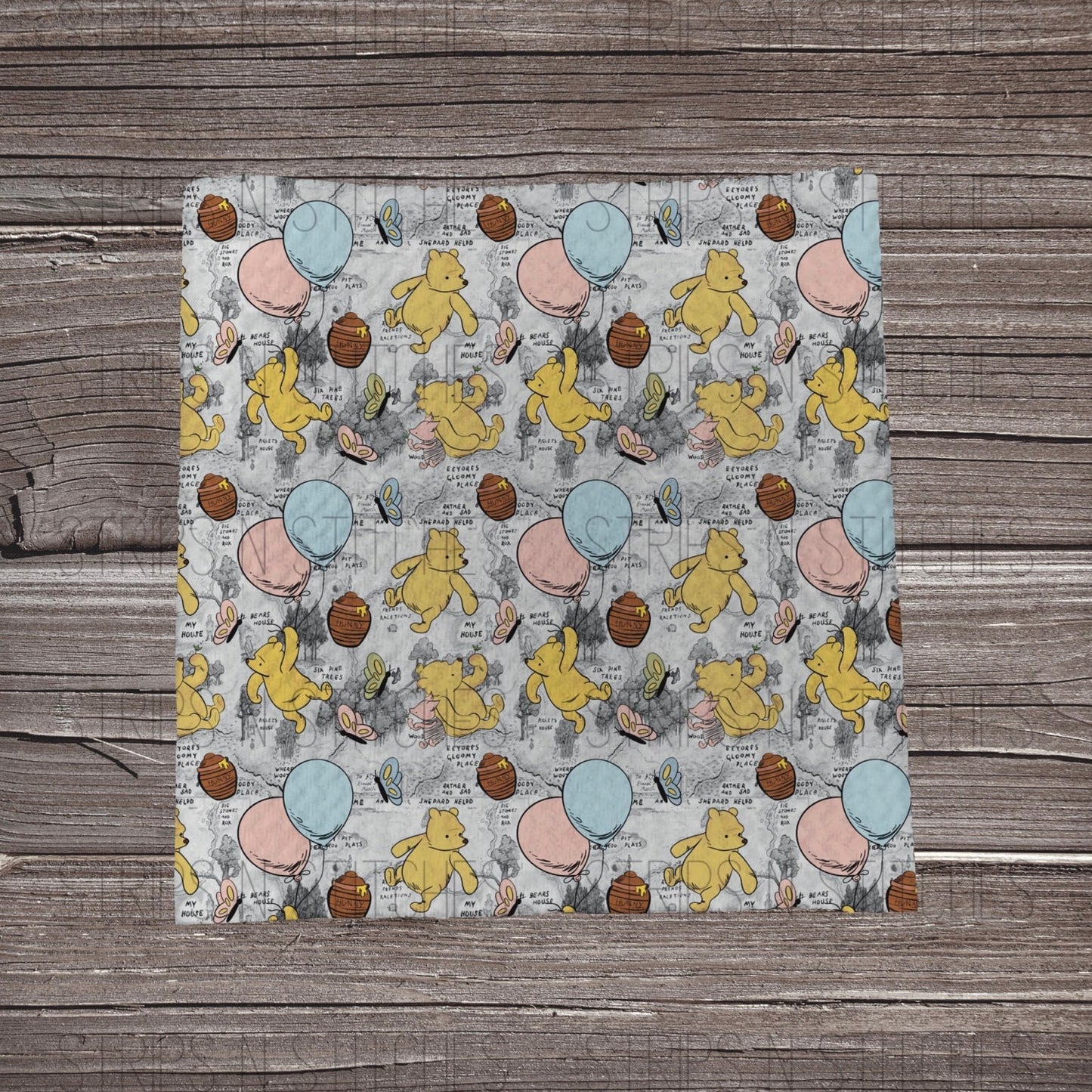 Vintage Sweet Bear  Gray | Fabric Strips | Bow Making | Headwrap | Scrunchies