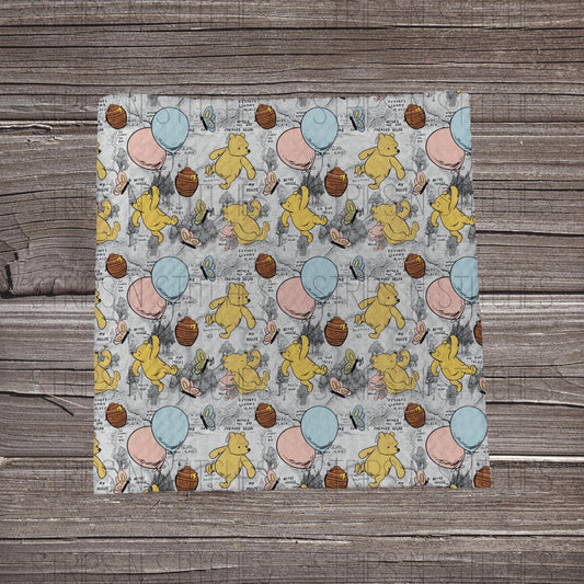 Vintage Sweet Bear  Gray | Fabric Strips | Bow Making | Headwrap | Scrunchies