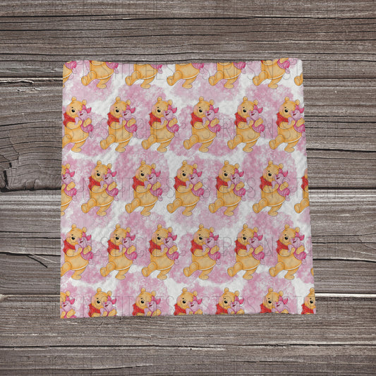 Splatter Sweet Bear & Pink Pig | Fabric Strip- Bow Making- Headwrap- Scrun
