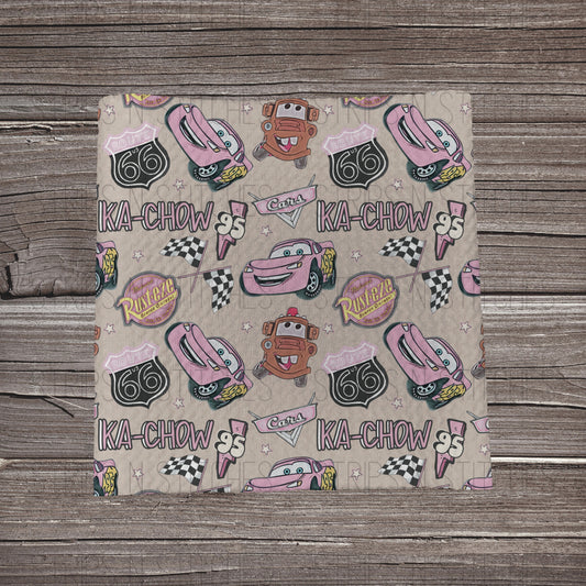 Chow Cars Scatter- Pink | Bullet Fabric Strip | Bow Making | Scrunchie | Headwraps