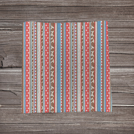 Red, White & Blue Western Stripes  | Bullet Fabric Strip | Bow Making | Scrunchie | Headwraps
