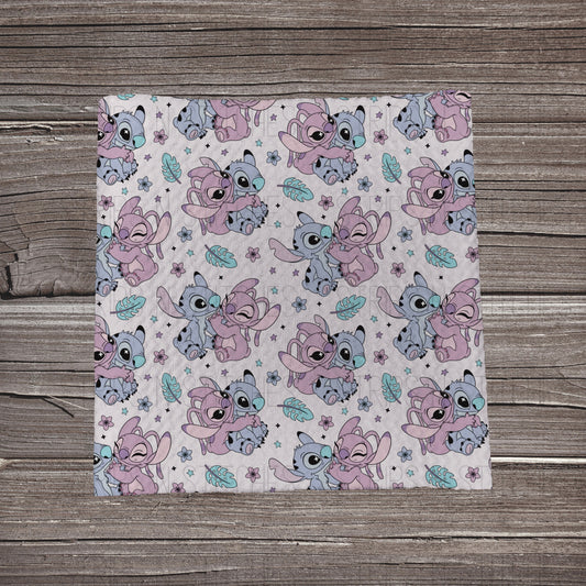 Blue & Pink Alien Scatter Light Purple | Fabric Strip- Bow Making- Headwrap- Scrunchies