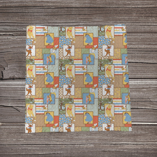 Muted Boy Sweet Bear Patchwork | Fabric Strip- Bow Making- Headwrap- Scrunchies
