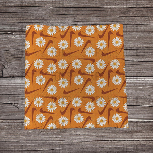Curved Check Daisies-  Orange | Bow Making | Headwrap | Scrunchies