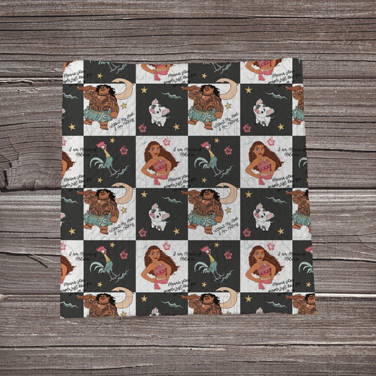 Grey & White Checkered Ocean Girl | Fabric Strip- Bow Making- Headwraps- Scrunchies