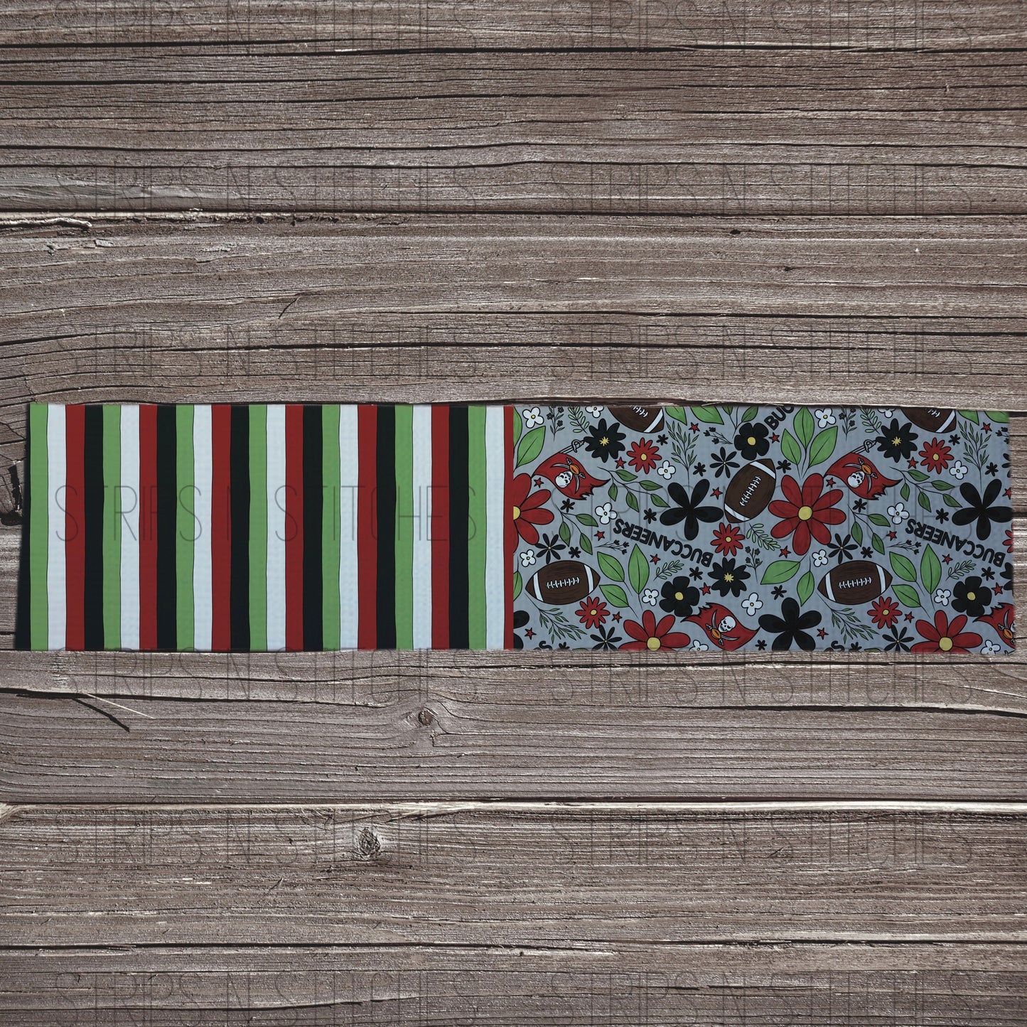 2024 Football - HALF & HALF LIGHT FLORAL | All 32 Teams Available | Fabric Strip | Bow Making | Scrunchies | Headwraps
