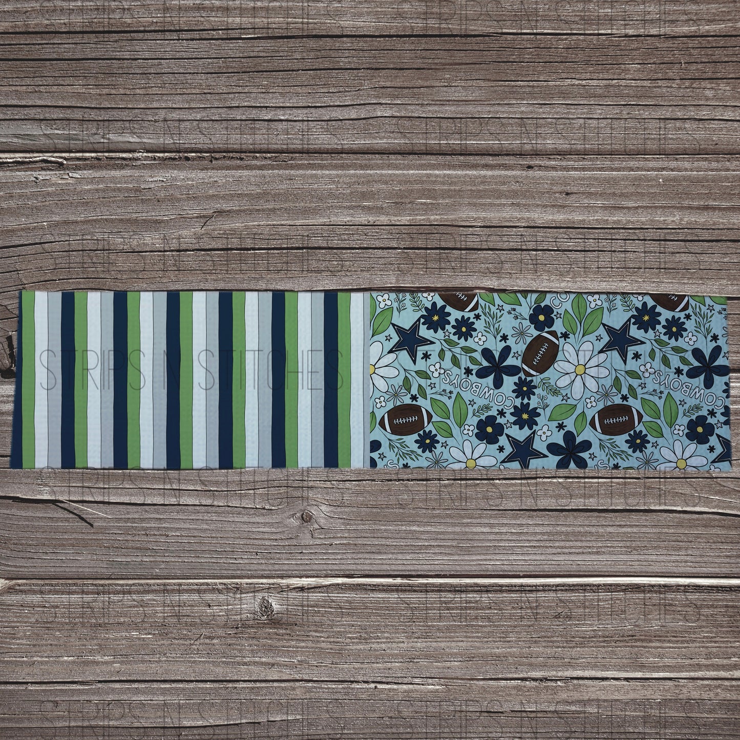 2024 Football - HALF & HALF LIGHT FLORAL | All 32 Teams Available | Fabric Strip | Bow Making | Scrunchies | Headwraps