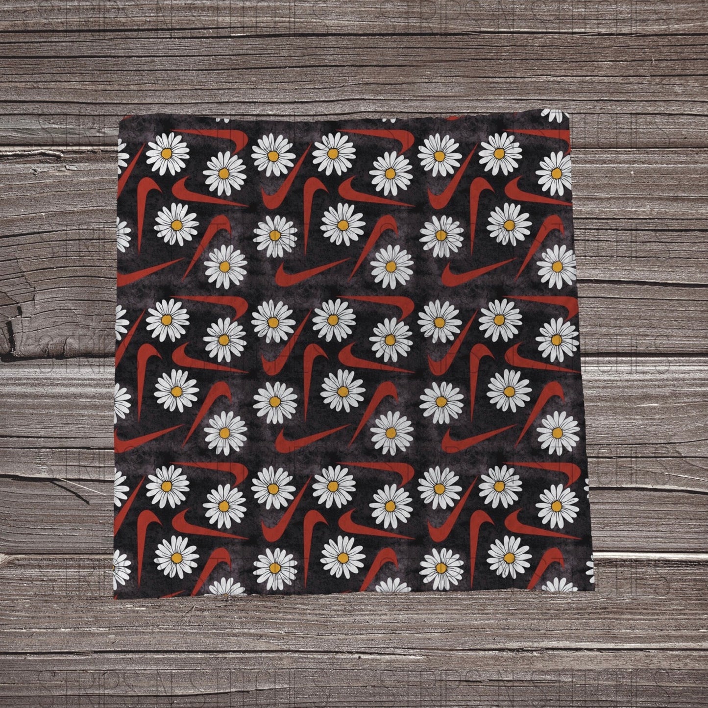 Curved Check Daisies-  Black | Bow Making | Headwrap | Scrunchies