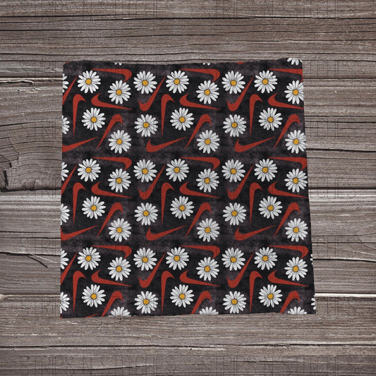Curved Check Daisies-  Black | Bow Making | Headwrap | Scrunchies