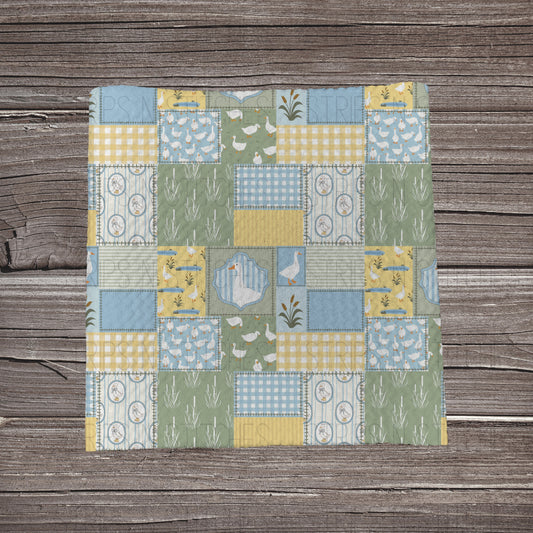 Blue Dapper Goose Patchwork  | Bullet Fabric Strip | Bow Making | Scrunchie | Headwraps