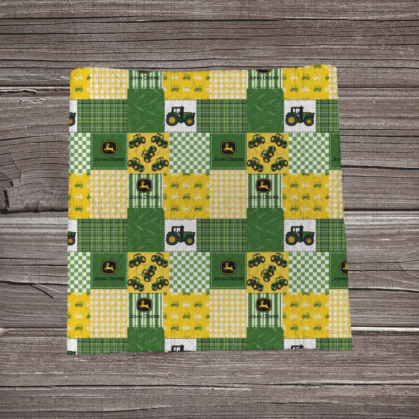 Green & Yellow Tractor Patchwork | Fabric Strip- Bow Making- Headwrap- Scrunchies