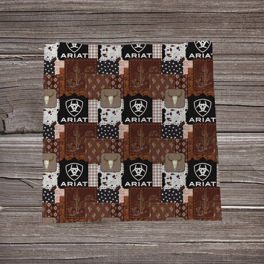 Brown Ariat Patchwork | Bullet Fabric Strip | Bow Making | Scrunchie | Headwraps