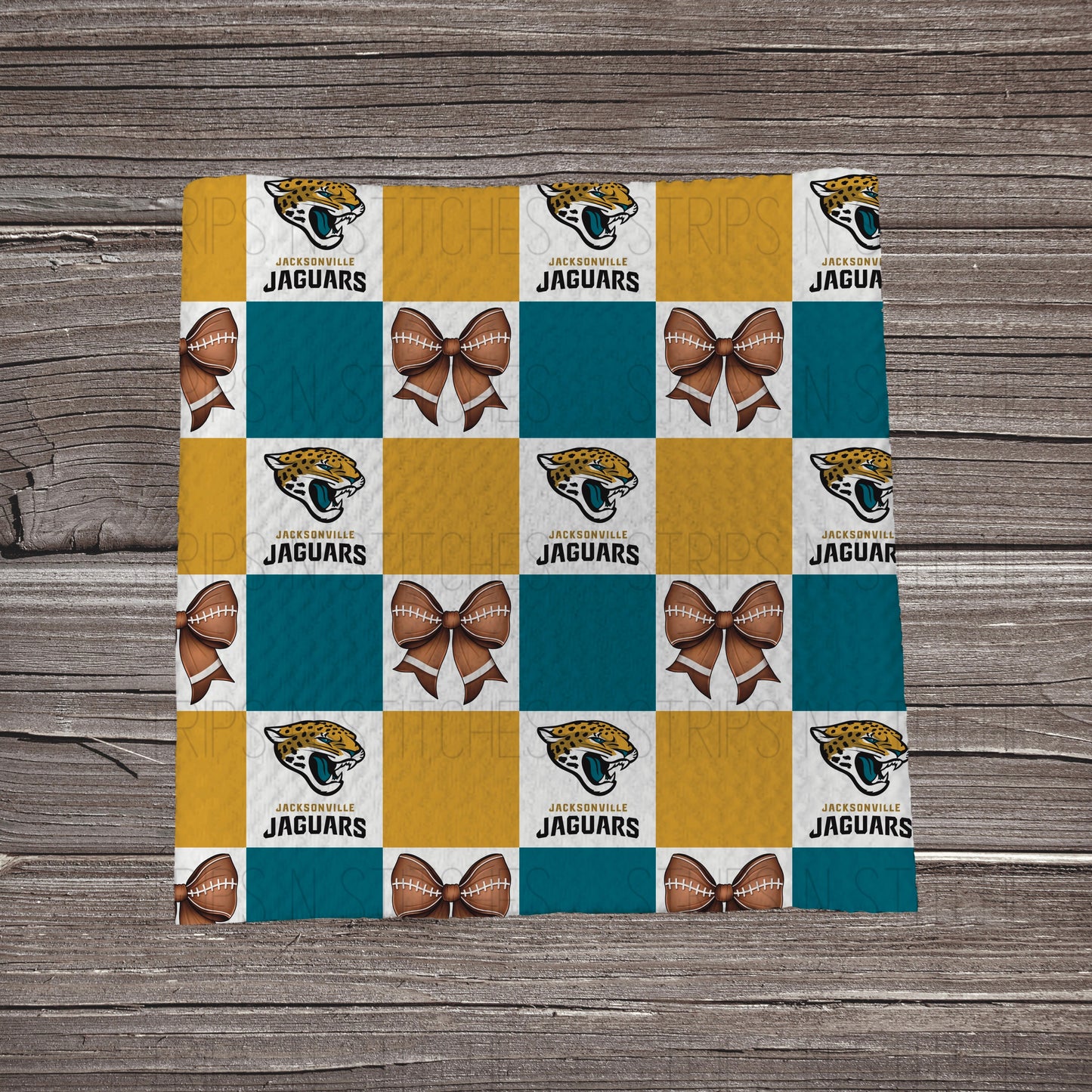 Checkered Pro Football & Bows *EXCLUSIVE* | All 32 Teams Available | Fabric Strip- Bow Making
